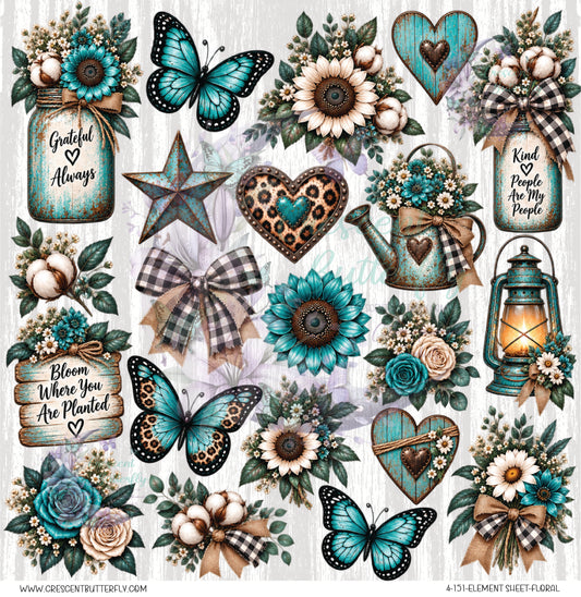 4-151-Element Sheet-Floral UV DTF