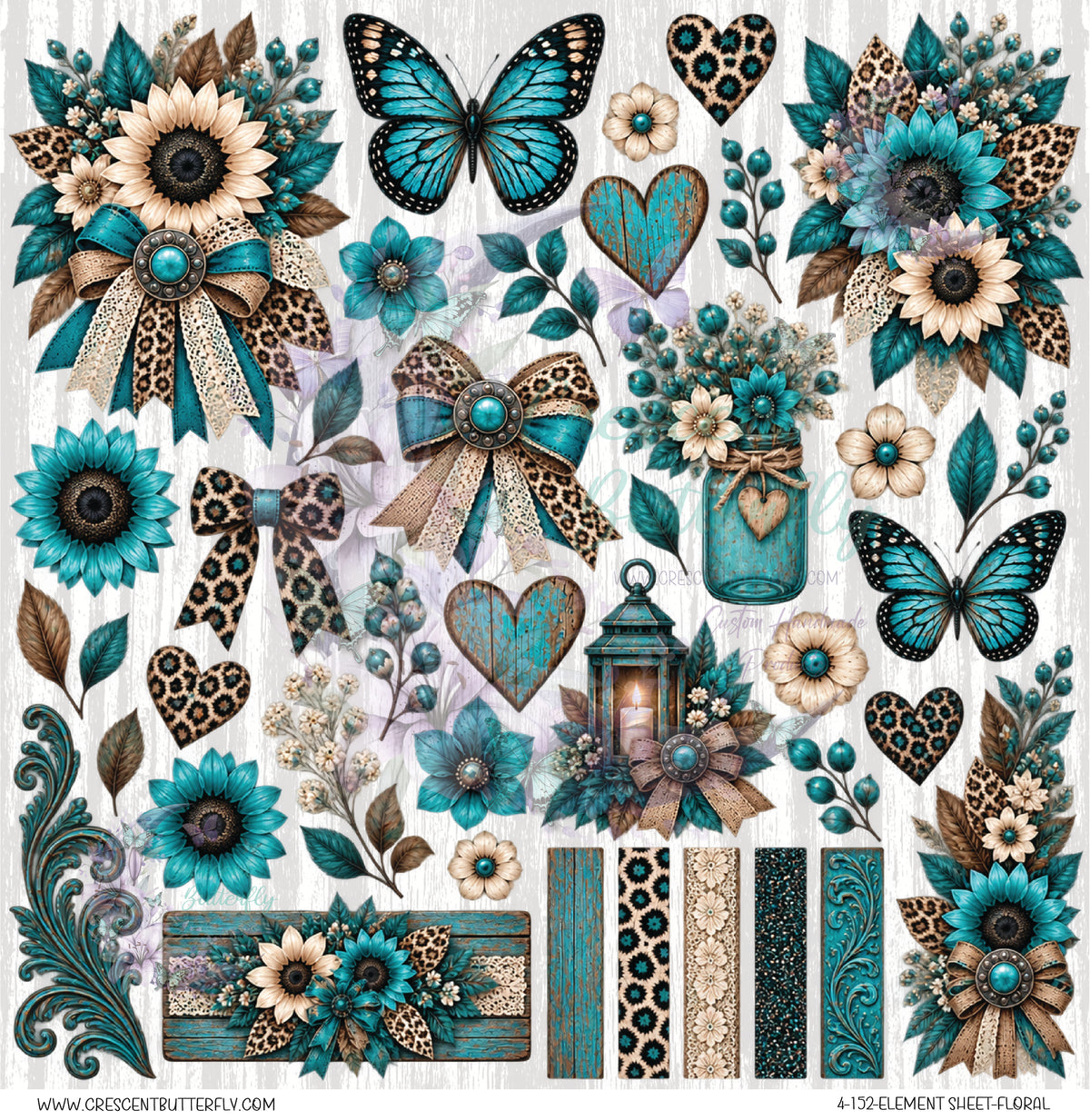 4-152-Element Sheet-Floral UV DTF