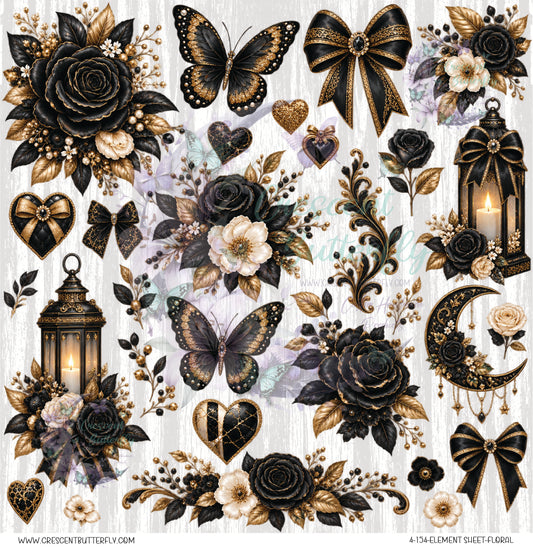 4-154-Element Sheet-Floral UV DTF