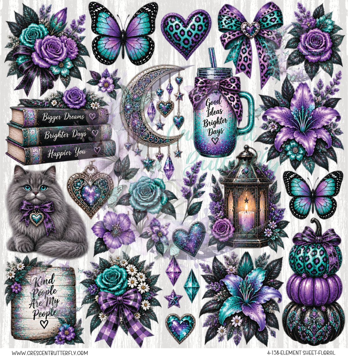 4-158-Element Sheet-Floral UV DTF