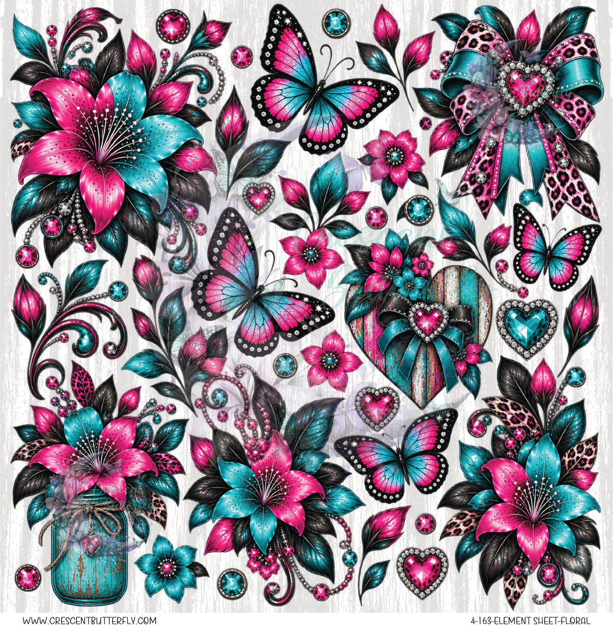 4-163-Element Sheet-Floral UV DTF