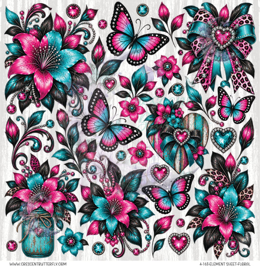 4-163-Element Sheet-Floral UV DTF