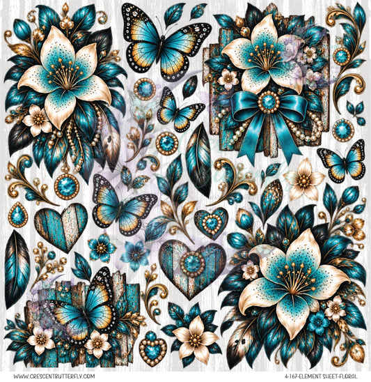 4-167-Element Sheet-Floral UV DTF