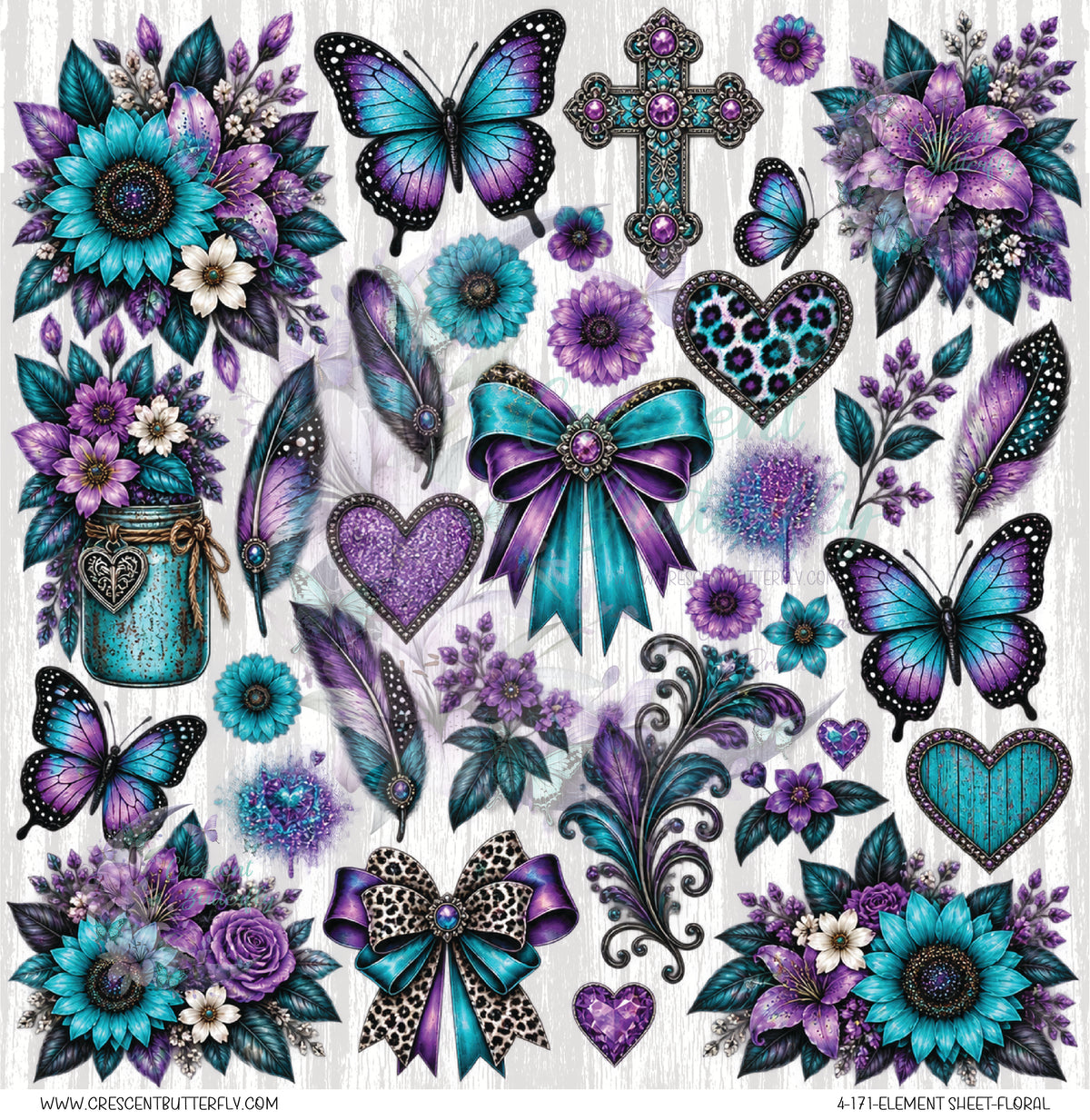 4-171-Element Sheet-Floral UV DTF
