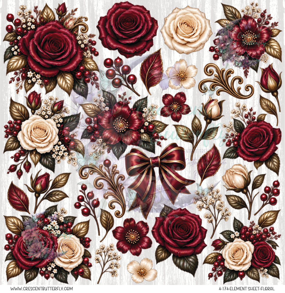 4-174-Element Sheet-Floral UV DTF