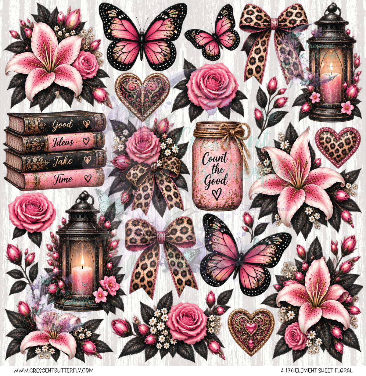 4-176-Element Sheet-Floral UV DTF