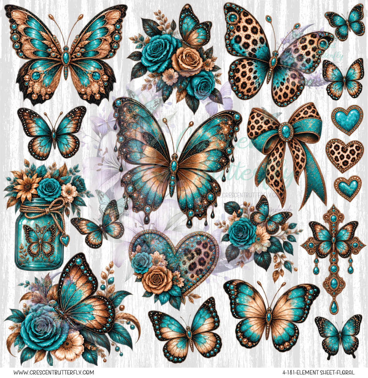 4-181-Element Sheet-Floral UV DTF