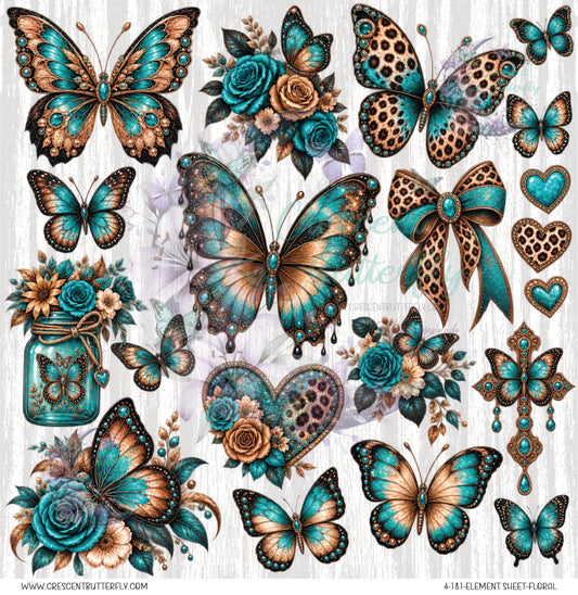 4-181-Element Sheet-Floral UV DTF