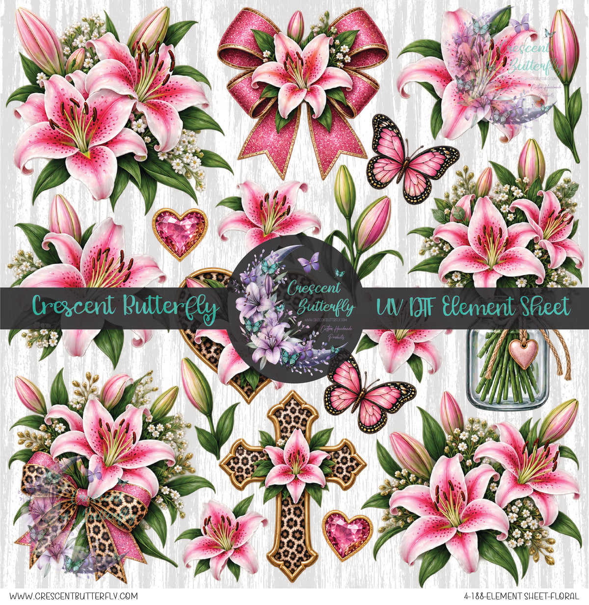 4-188-Element Sheet-Floral UV DTF