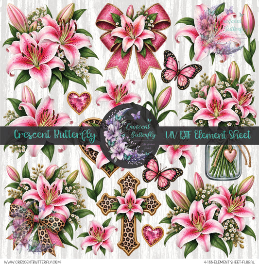 4-188-Element Sheet-Floral UV DTF