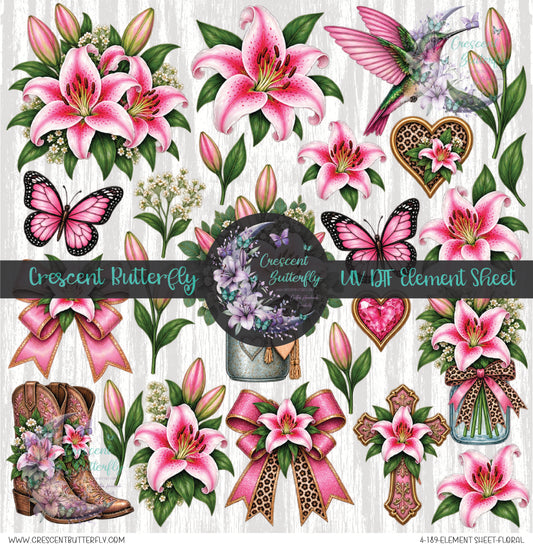 4-189-Element Sheet-Floral UV DTF