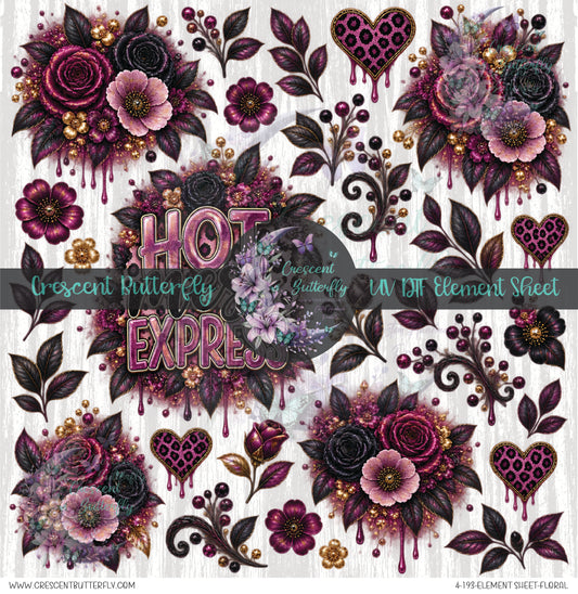 4-193-Element Sheet-Floral UV DTF