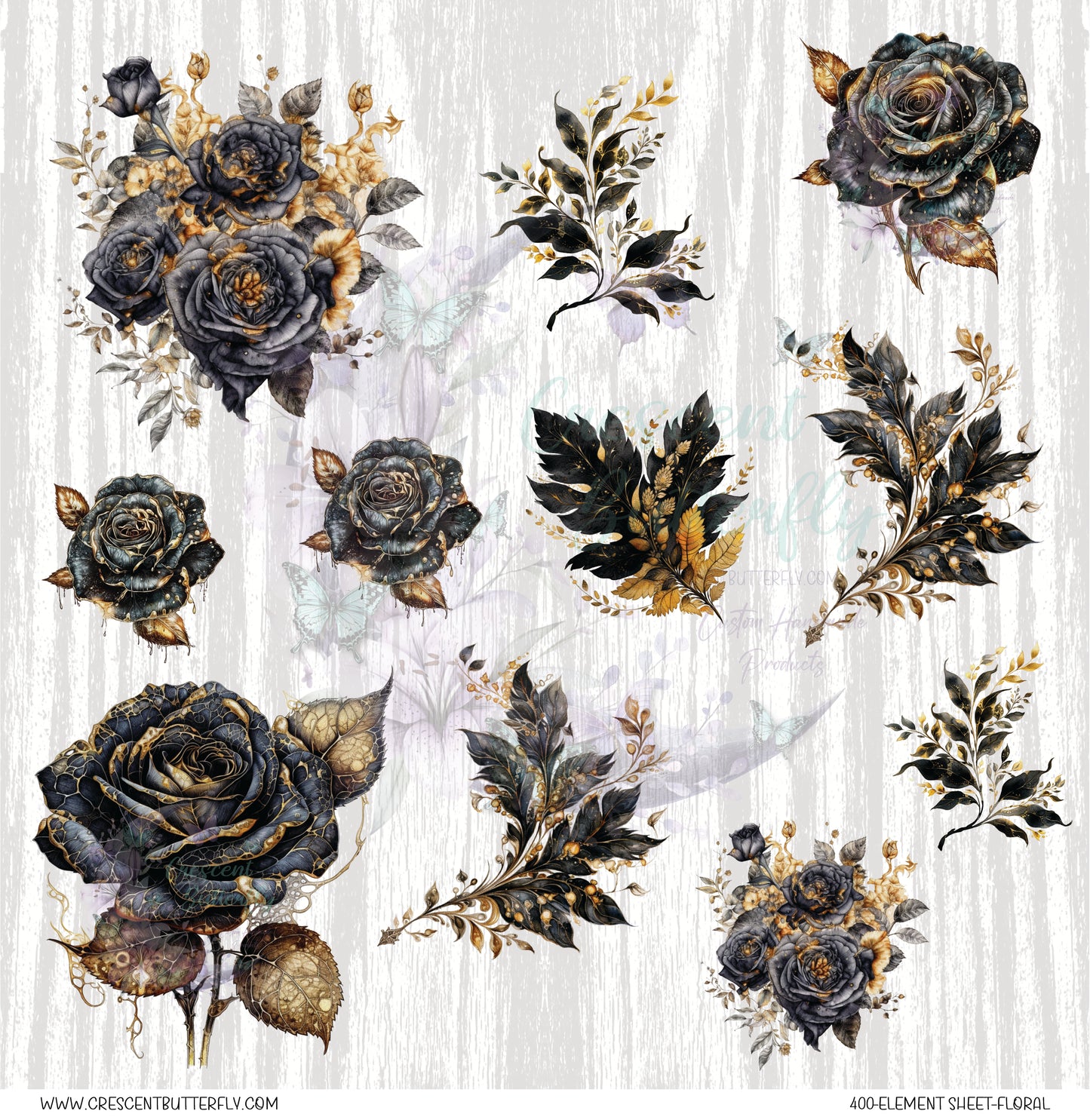 400-Element Sheet-Floral UV DTF