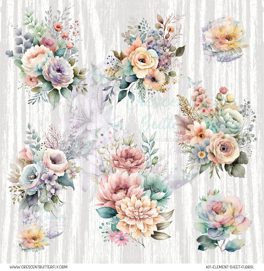 401-Element Sheet-Floral UV DTF
