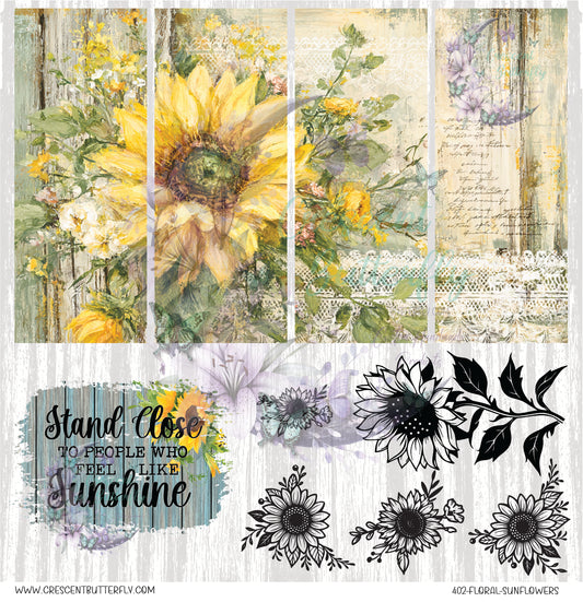 402-Floral-Sunflowers 10x10 UV DTF Sheet
