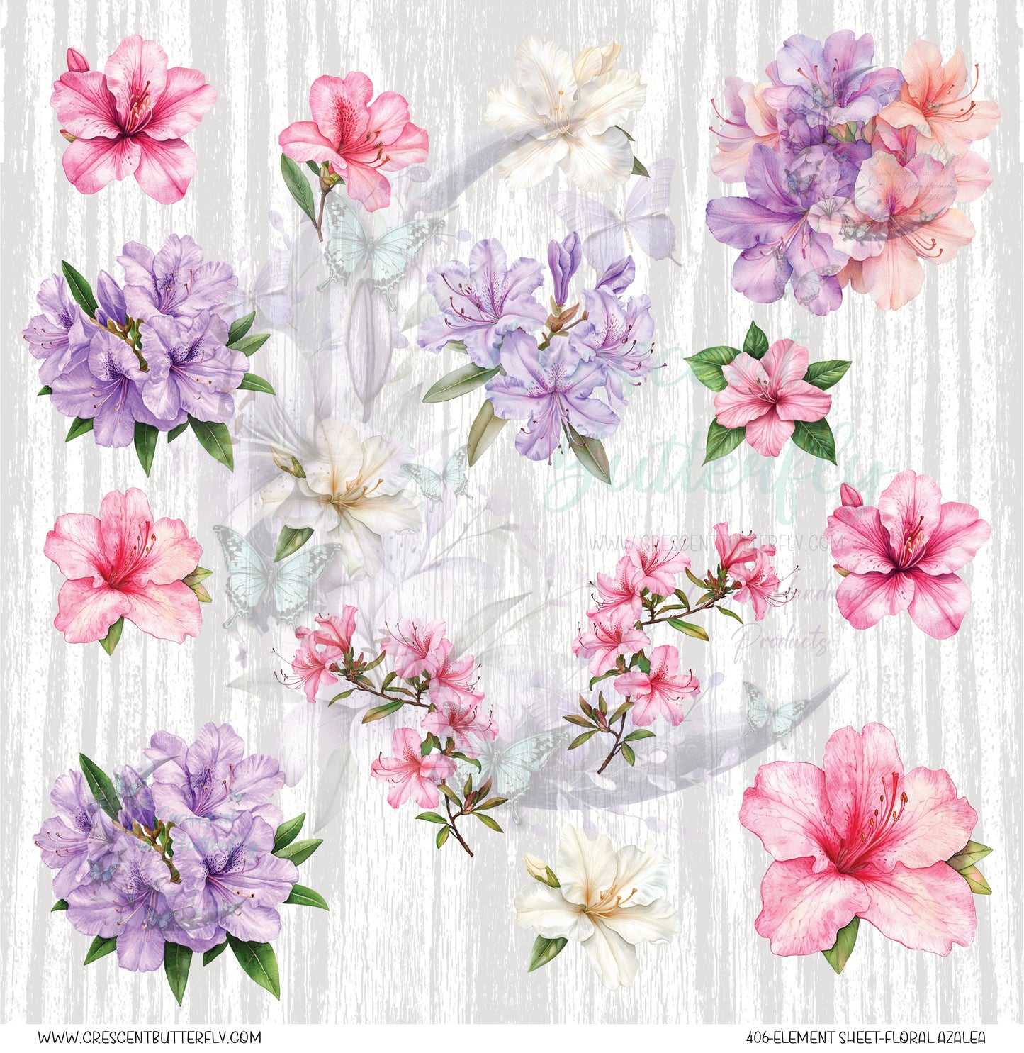 406-Element Sheet-Floral Azalea UV DTF