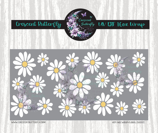 407-16oz Wrap-Floral Daisies UV DTF