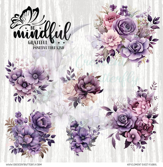 407-Element Sheet-Floral UV DTF