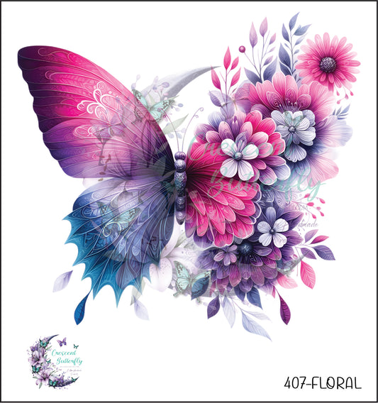 407-Floral UV DTF Decal