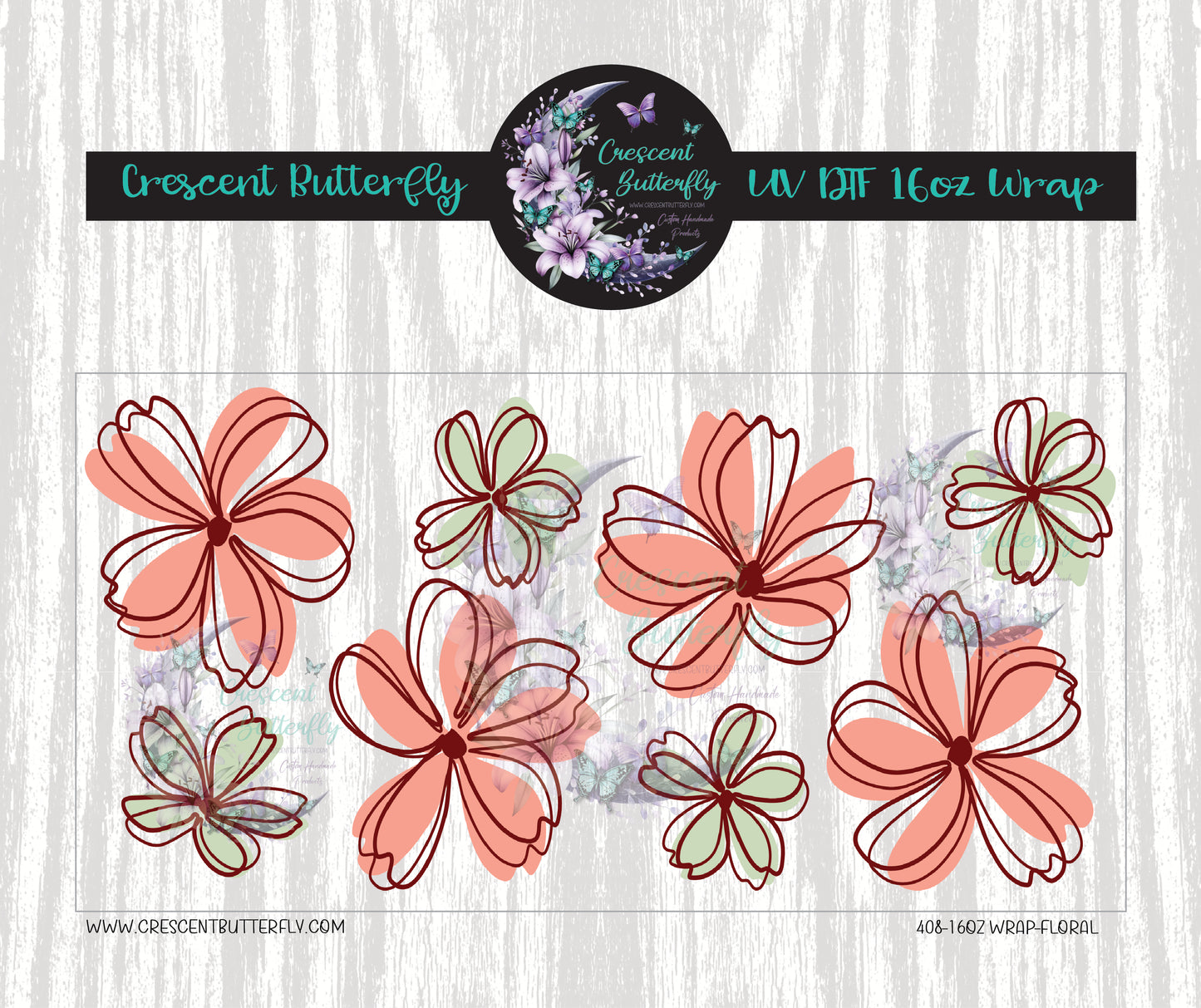 408-16oz Wrap-Floral UV DTF