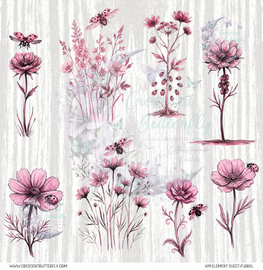409-Element Sheet-Floral UV DTF