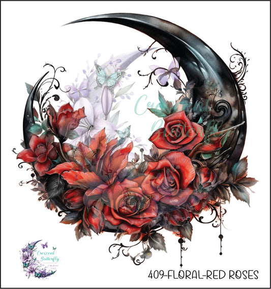 409-Floral-Red Roses UV DTF Decal