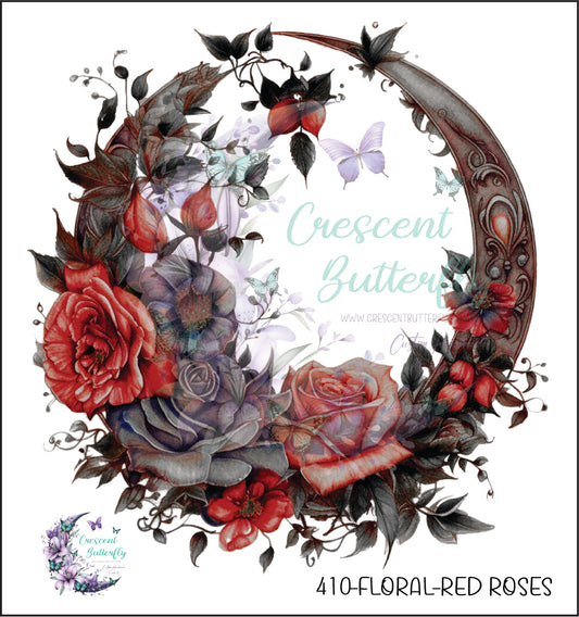 410-Floral-Red Roses UV DTF Decal