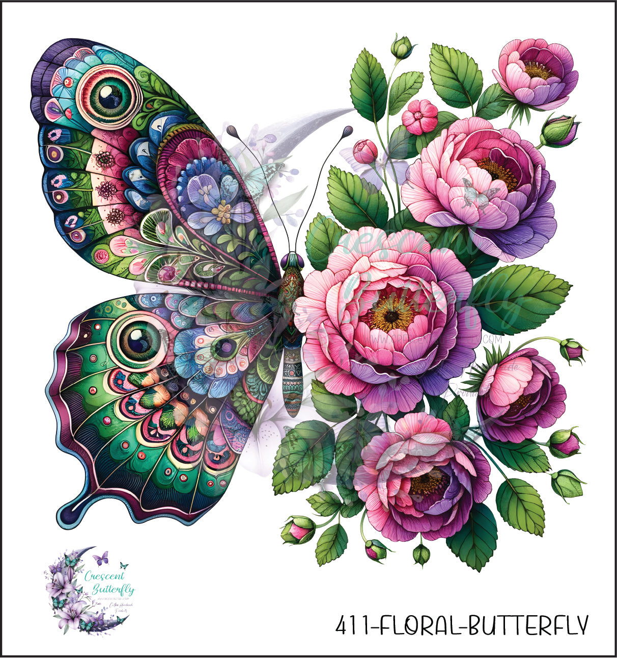 411-Floral-Butterfly UV DTF Decal