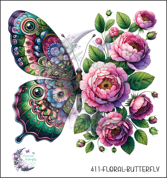 411-Floral-Butterfly UV DTF Decal