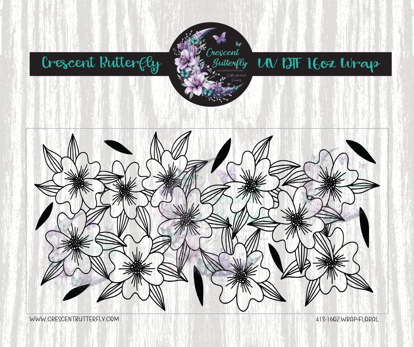 413-16oz Wrap-Floral UV DTF