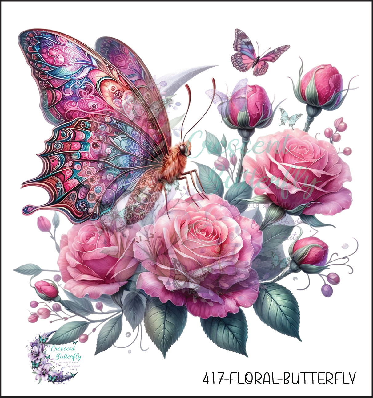 417-Floral-Butterfly UV DTF Decal