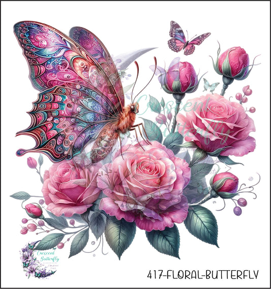 417-Floral-Butterfly UV DTF Decal