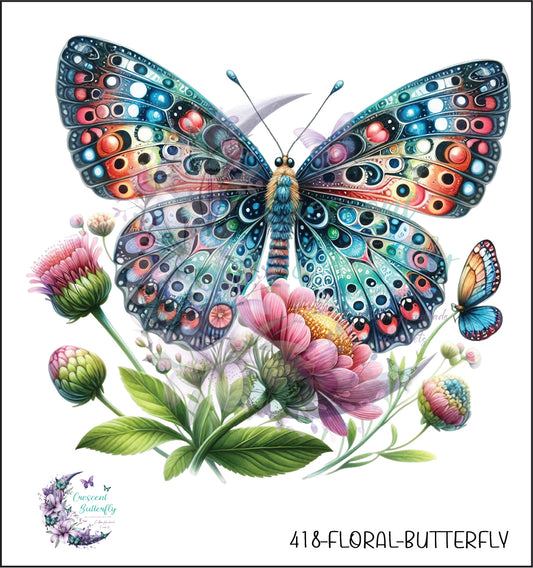 418-Floral-Butterfly UV DTF Decal