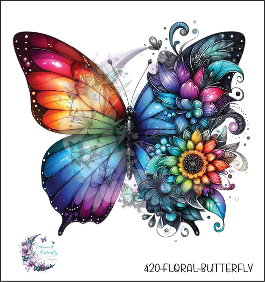 420-Floral-Butterfly UV DTF Decal