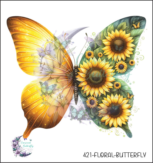 421-Floral-Butterfly UV DTF Decal