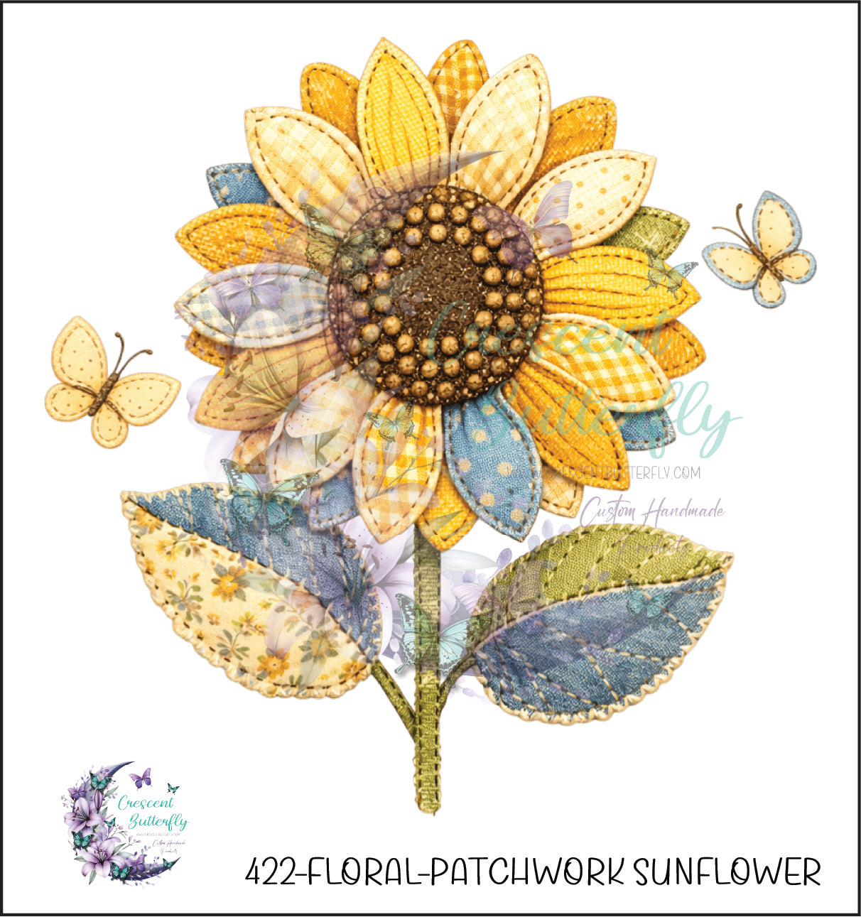 422-Floral-Patchwork Sunflower UV DTF Decal