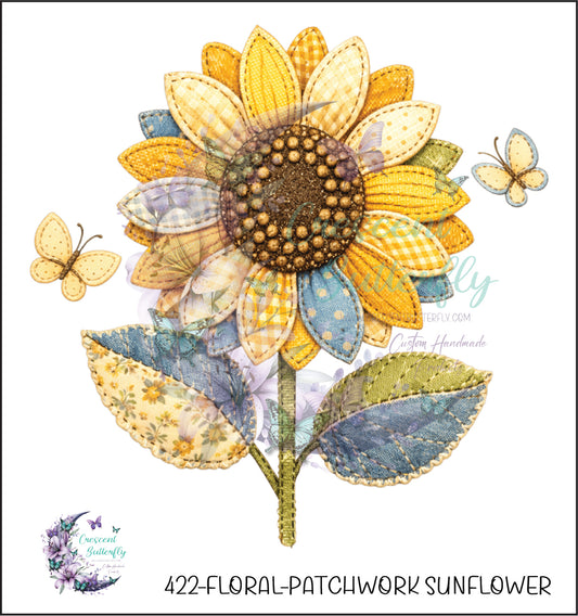 422-Floral-Patchwork Sunflower UV DTF Decal