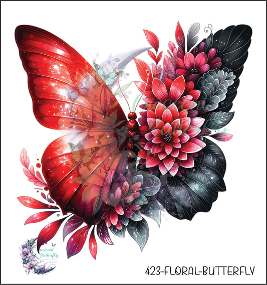 423-Floral-Butterfly UV DTF Decal