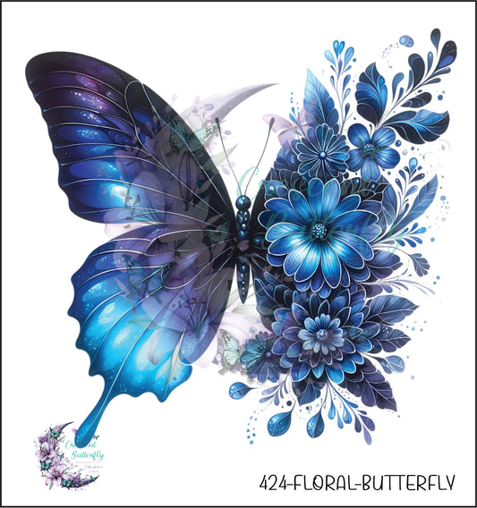 424-Floral-Butterfly UV DTF Decal