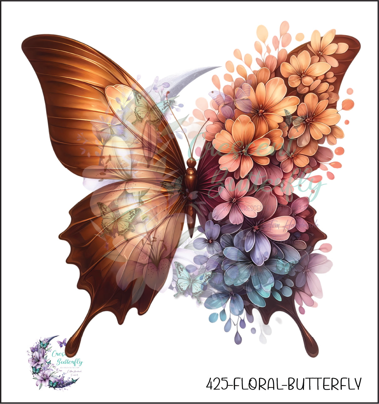425-Floral-Butterfly UV DTF Decal