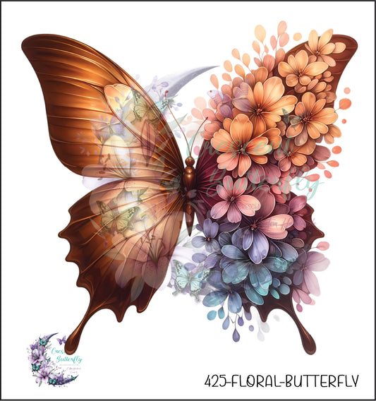 425-Floral-Butterfly UV DTF Decal