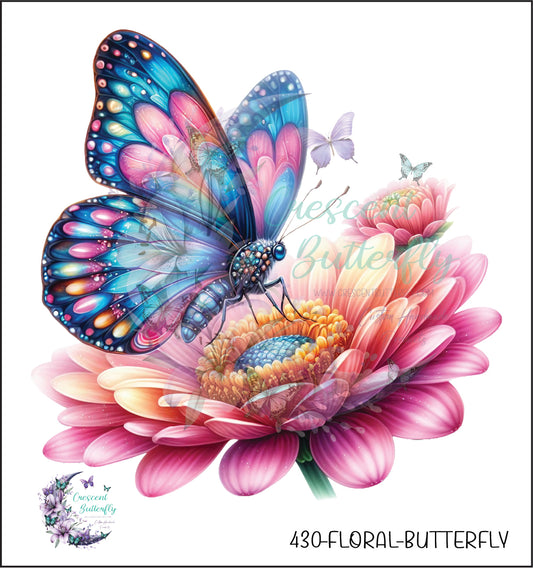 430-Floral-Butterfly UV DTF Decal