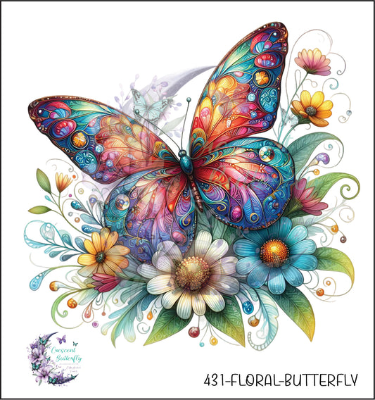 431-Floral-Butterfly UV DTF Decal
