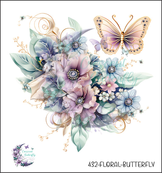 432-Floral-Butterfly UV DTF Decal