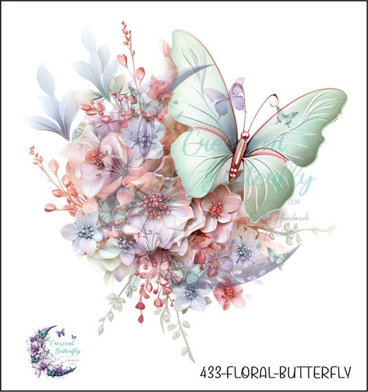 433-Floral-Butterfly UV DTF Decal