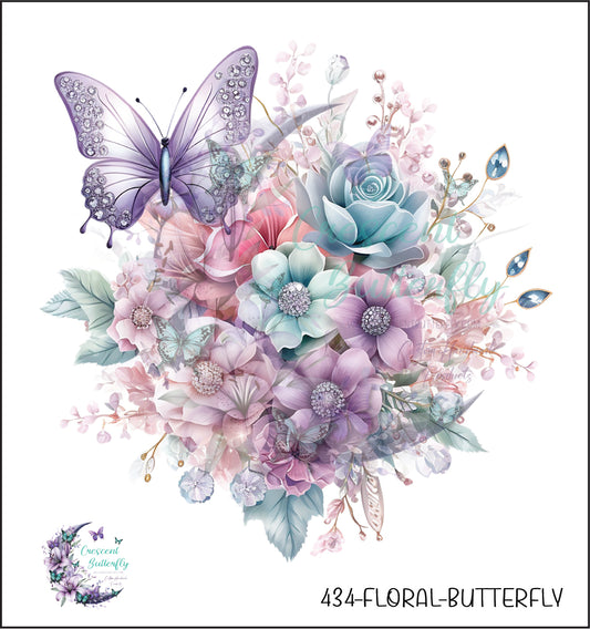 434-Floral-Butterfly UV DTF Decal
