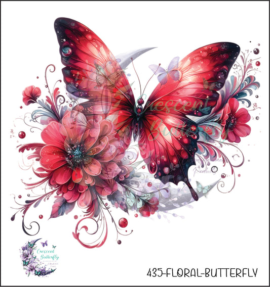 435-Floral-Butterfly UV DTF Decal
