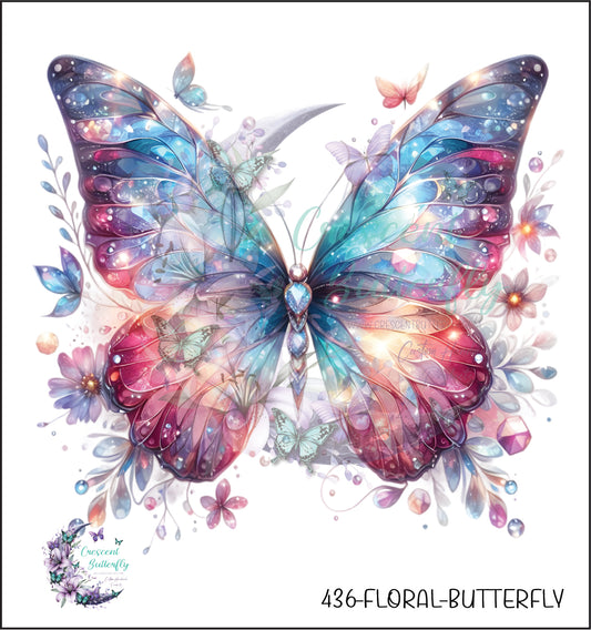 436-Floral-Butterfly UV DTF Decal
