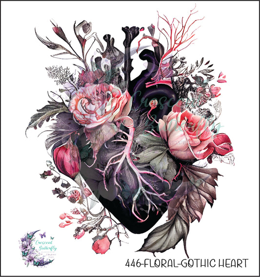 446-Floral-Gothic Heart UV DTF Decal
