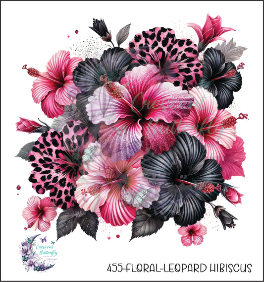 455-Floral-Leopard Hibiscus UV DTF Decal